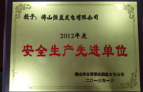 2012年度安全生产先进单位